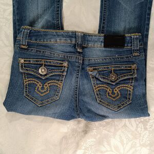 ZCO Jeans Womens 7 Jr Denim Premium Stretchy Faded Distressed Embroidered Y2K